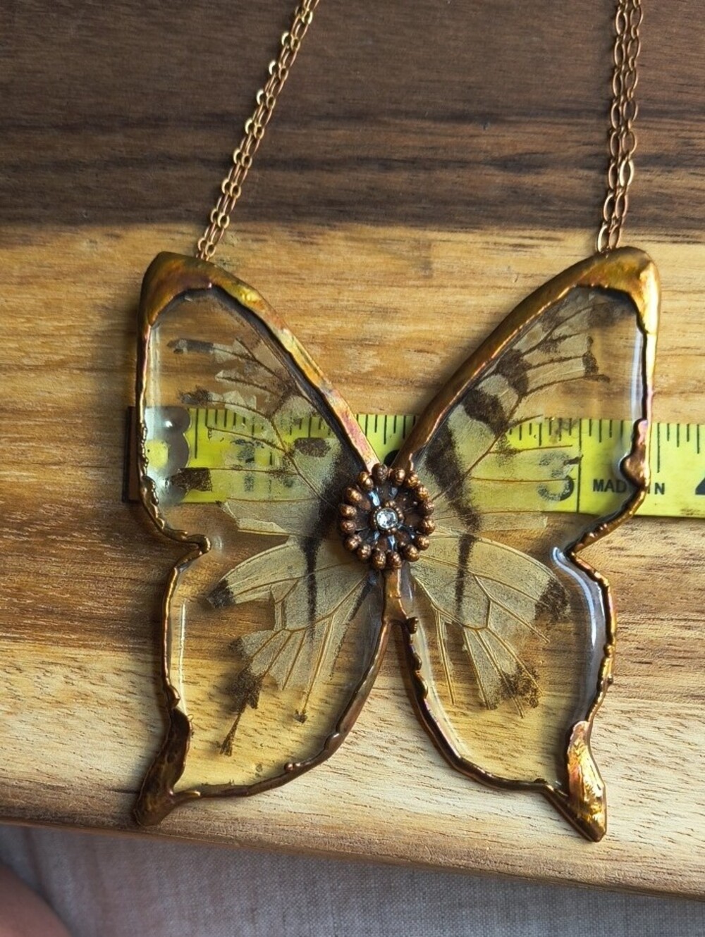 Real Swallowtail Butterfly Copper Necklace Fairy Boho Chic Renfaire Shabbychic - Picture 8 of 10
